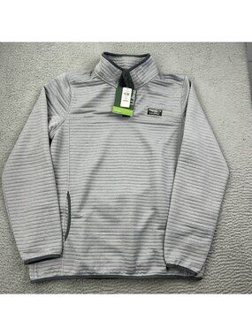 LL Bean Airlight Knit Pullover Gray Women’s Size Large Tall Snap Quarter